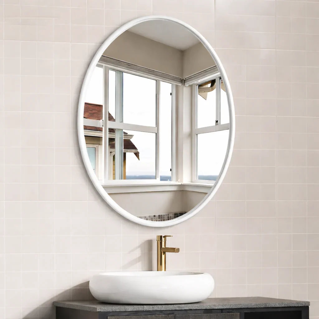 Miroir ovale 80 × 60 cm – cadre métal