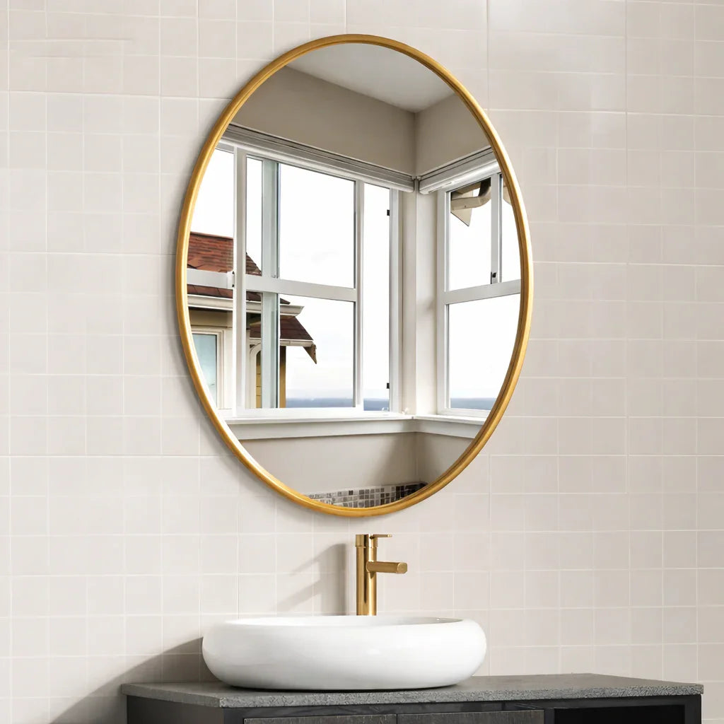 Miroir ovale 80 × 60 cm – cadre métal