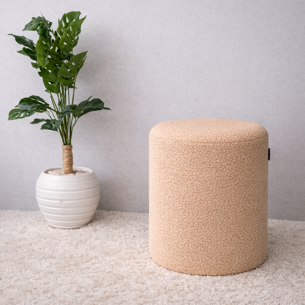 Pouf Bouclette SIENA – Pouf Design Minimaliste 50 × 37 cm