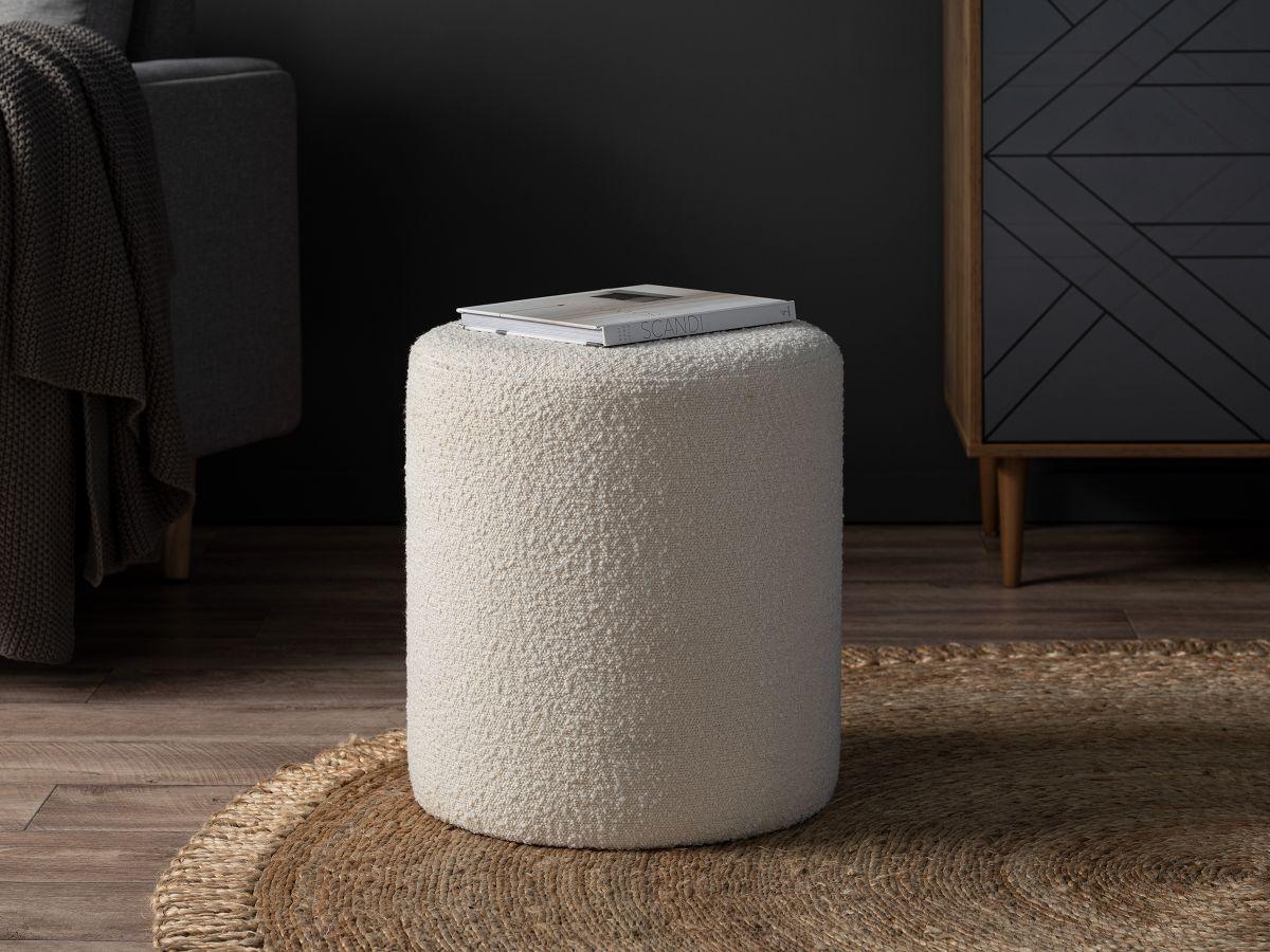Pouf Design Scandinave – Blanc Bouclette