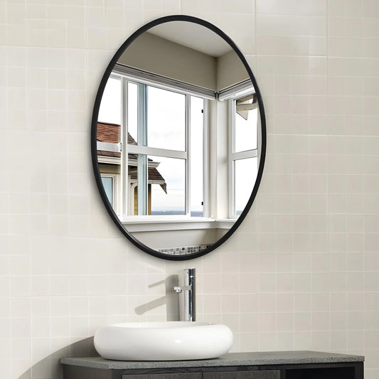 Miroir ovale 80 × 60 cm – cadre métal