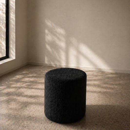 Pouf Bouclette SIENA Noir – Black Edition Minimaliste 50 × 37 cm